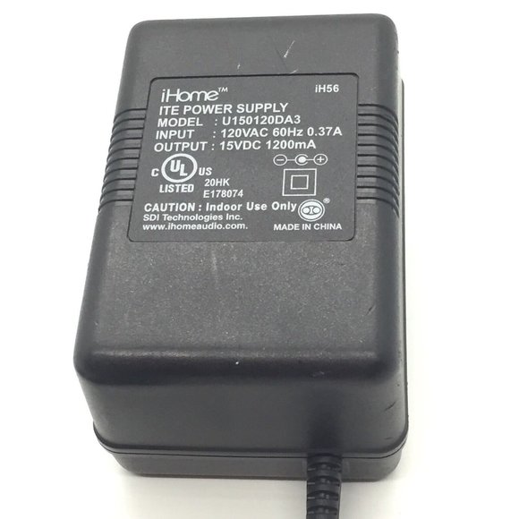 iHOME U150120DA3 (iH56) AC Power Adapter 15VDC  1200mA 0.37A 60 HZ Black Genuine - Picture 3 of 6
